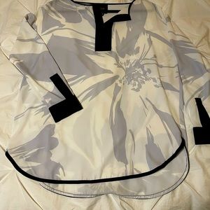 Woman’s blouse, professional. Size small, but runs large. Navy and off-white.